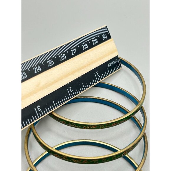 Set of 4 Chinese Cloisonne Bangles with Colorful Enamel Detailing & Gold Accents - Picture 7 of 7